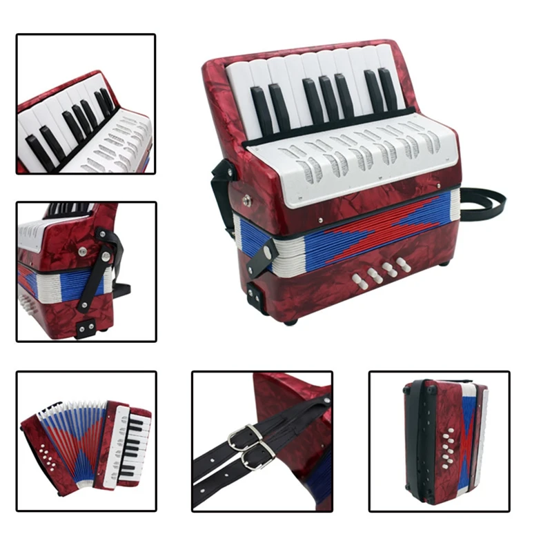 Musical Instrument 17-Key 8 Bass Accordion Mini Educational Toy 4 Colors for Kids Children Amateur Beginner Christmas Gifts 2021 enlarge