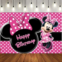 disney minnie mouse party backdrops for photo customized happy birthday kids love photography party decorations supplies
