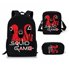 3 комплекта, рюкзак для мужчин и женщин с принтом из мультфильма кальмар