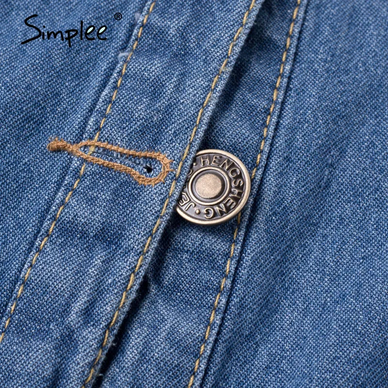 Simplee Повседневный джинсовый комбинезон женские комбинезоны с коротким рукавом и