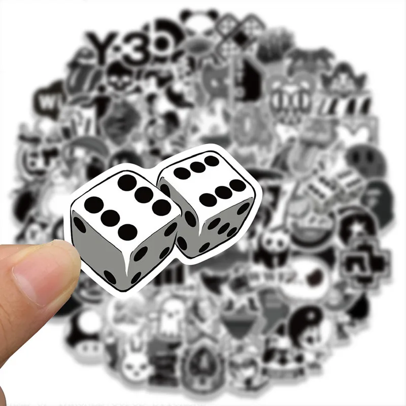 100 шт. черно-белые наклейки для детей ноутбука скейтборда велосипеда мотоцикла