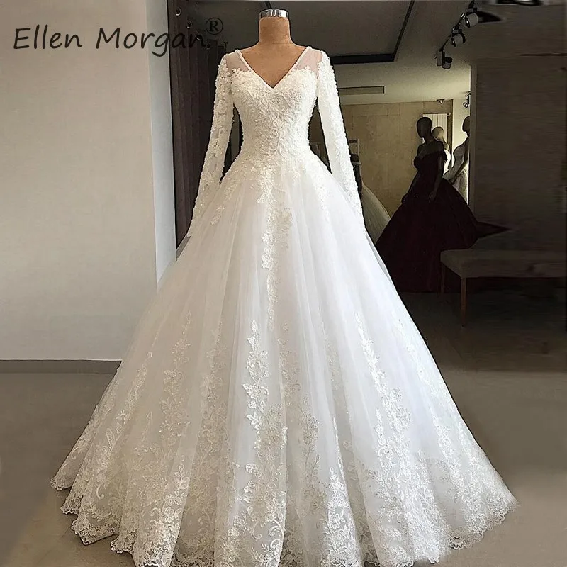 Свадебные платья с длинными рукавами и v-образным вырезом 2020 реальные фотографии