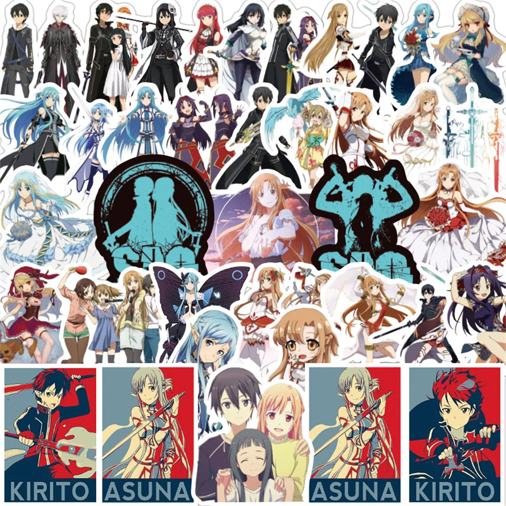 

10/30/50PCS Cartoon Anime Sword Art Online Graffiti Sticker Skateboard Helmet Laptop Gift Toy Waterproof Sticker Wholesale