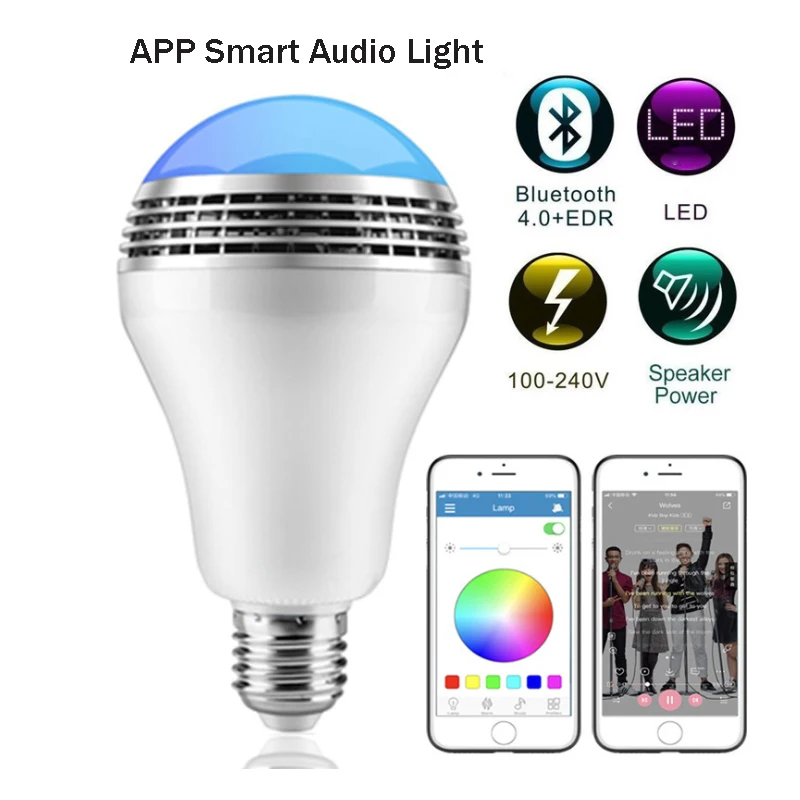 Bluetooth музыкальная лампа E27 LED Smart RGB цветная 4 0 динамик переключатель времени
