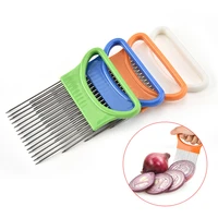 stainless steel onion needle onion fork vegetables fruit slicer tomato easy slicer cutter with cutting safe aid holder kitchen