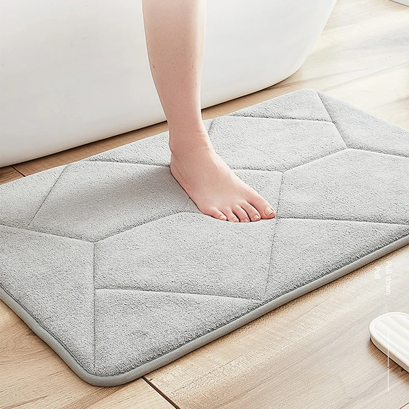 

1PC Grey Non-Slip Bath Mats Memory Foam Water Absorbent Floor Mat Kitchen Carpet Bedroom Area Rugs Living Room Doormats