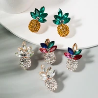 tkj 2021 summer fresh all match earrings for women pineapple earrings with colored rhinestones
