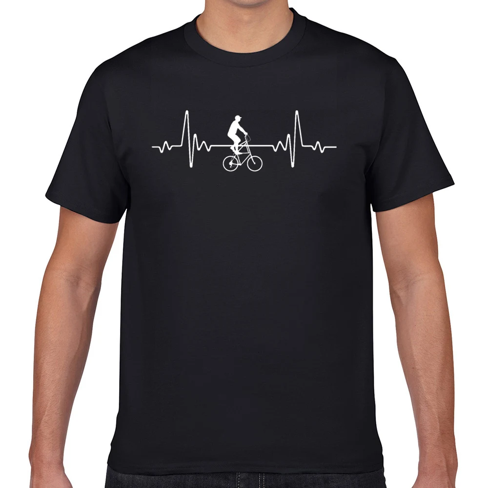 

Tops T Shirt Men tall bike heartbeat Hip Hop Vintage Geek Short Male Tshirt