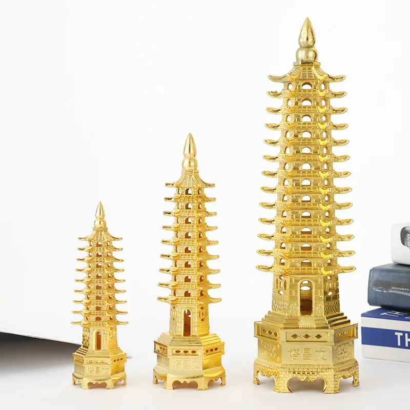 hot sale feng shui zinc alloy 3d model chinese wenchang pagoda tower crafts statue souvenir home decoration metal handicraft free global shipping