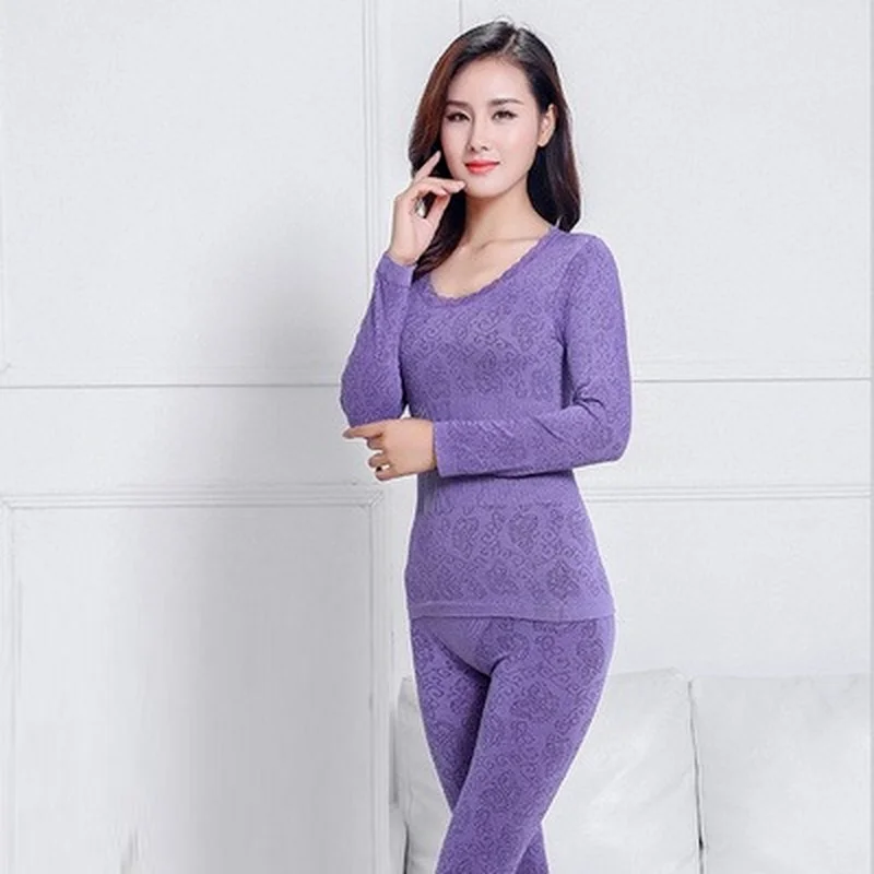 

Sexy Thermal Underwear Sets Women Long Johns Suit Winter Warm Underwear Suit Ladies Bodysuit Slim Intimate Sets Female Pajamas
