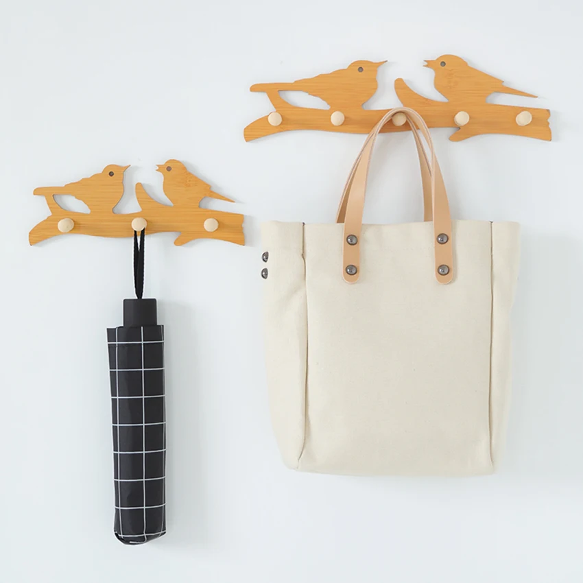 Деревянный белый любовь и крючок в виде птицы халат брелок шляпу вешалка стены