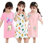 Ночная рубашка из 100% хлопка для девочек, детская летняя ночная рубашка, домашняя одежда для маленьких девочек, детская ночная рубашка с героями мультфильмов, пижамы для девочек