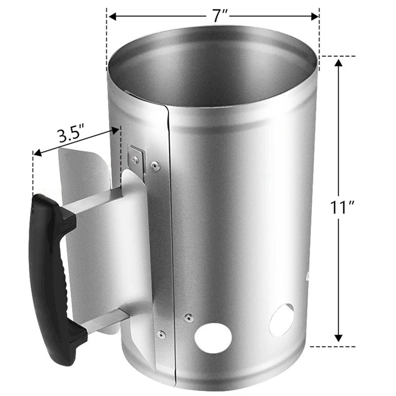 Hot Grill Barbecue Bbq Galvanized Steel Chimney Lighter Basket Outdoor Cooking Quick Rapid Fire Briquette Charcoal Starters Can |