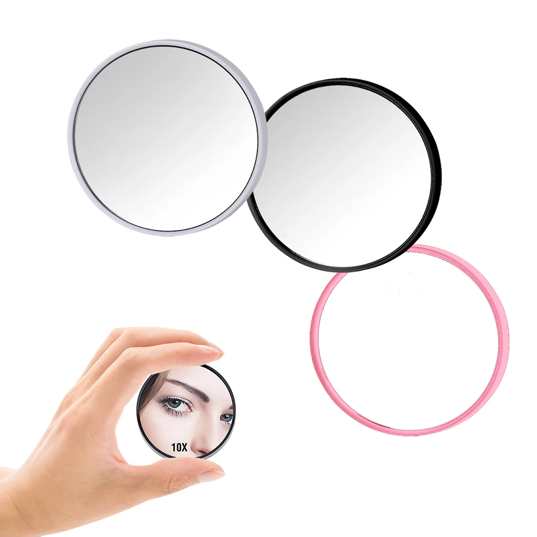 

L114 Small Makeup Mirror Touch Screen 10 Times Suction Cup Magnifying Glass Small Round Mirror Portable Mini Makeup Mirror