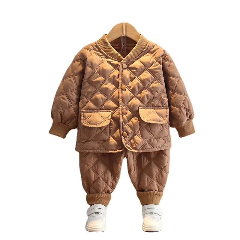 

New Winter Baby Boys Cotton Clothes Children Thick Warm Coat Pants 2Pcs/Sets Autumn Toddler Casual Costume Kid Girls Tracksuits