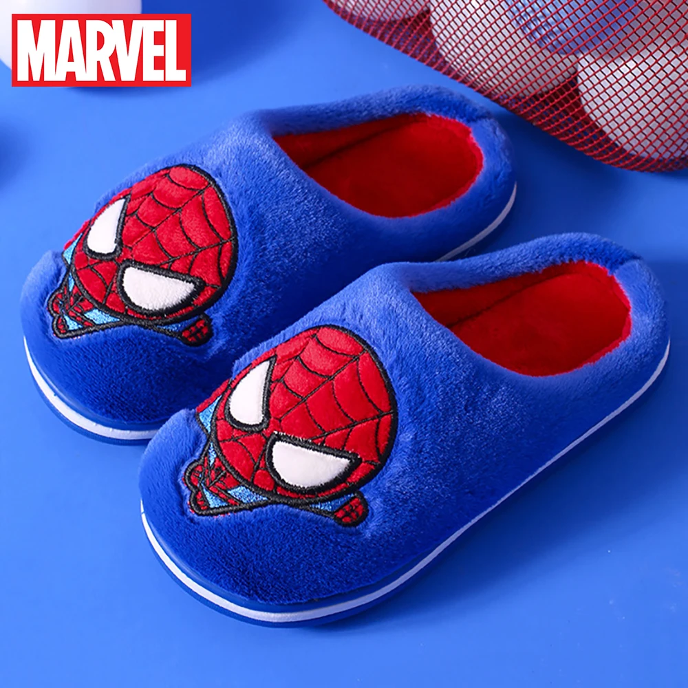 Детские хлопковые тапочки Marvel с мягкой подошвой для спальни зимние мальчиков