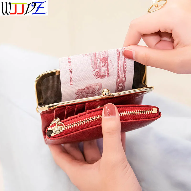 

Multifunctional Women Wallet Lady short Wallets Color contrast Money Purses Coin Purse Card Holder Leather Purse Vintage wjjdz