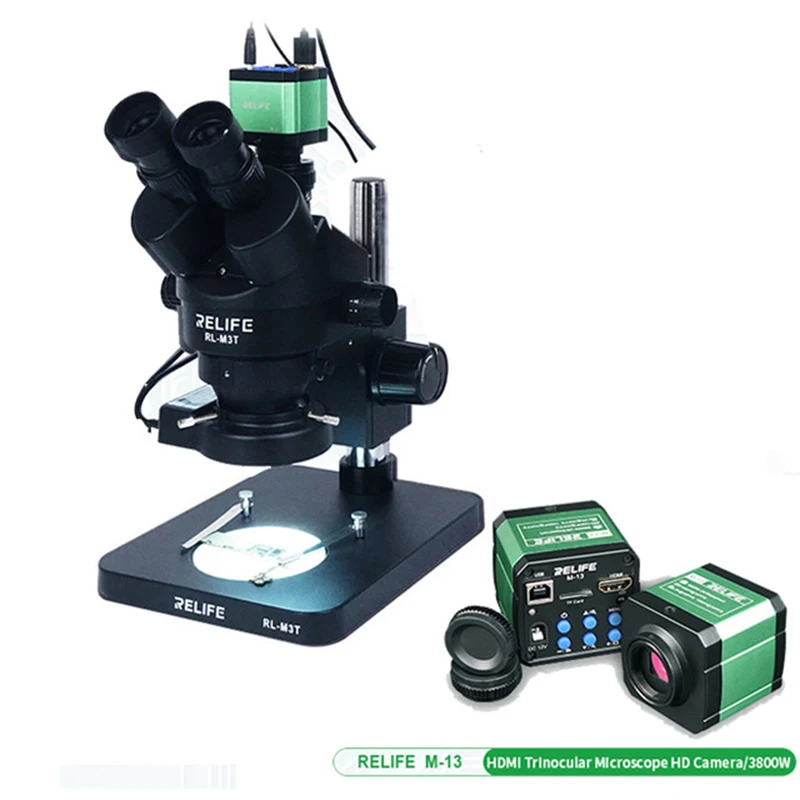

Relife 0.7-4.5X Trinocular HD Stereo Microscope Electronic HD Camera Microscope For Mobile Phone Motherboard PCB Board Repair