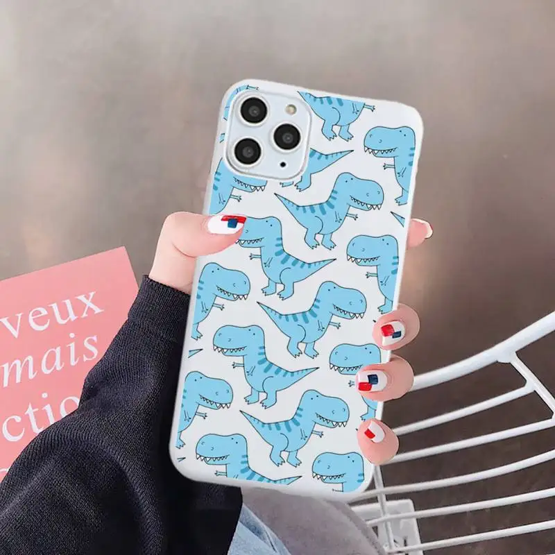 

Cute cartoon Dinosaur Baby Fashion Phone Case Candy Color for iPhone 6 7 8 11 12 s mini pro X XS XR MAX Plus
