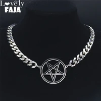 punk pentacle inverted pentagram necklace clavicle chain stainless steel choker necklaces satanic jewelry daft punk ras de cou
