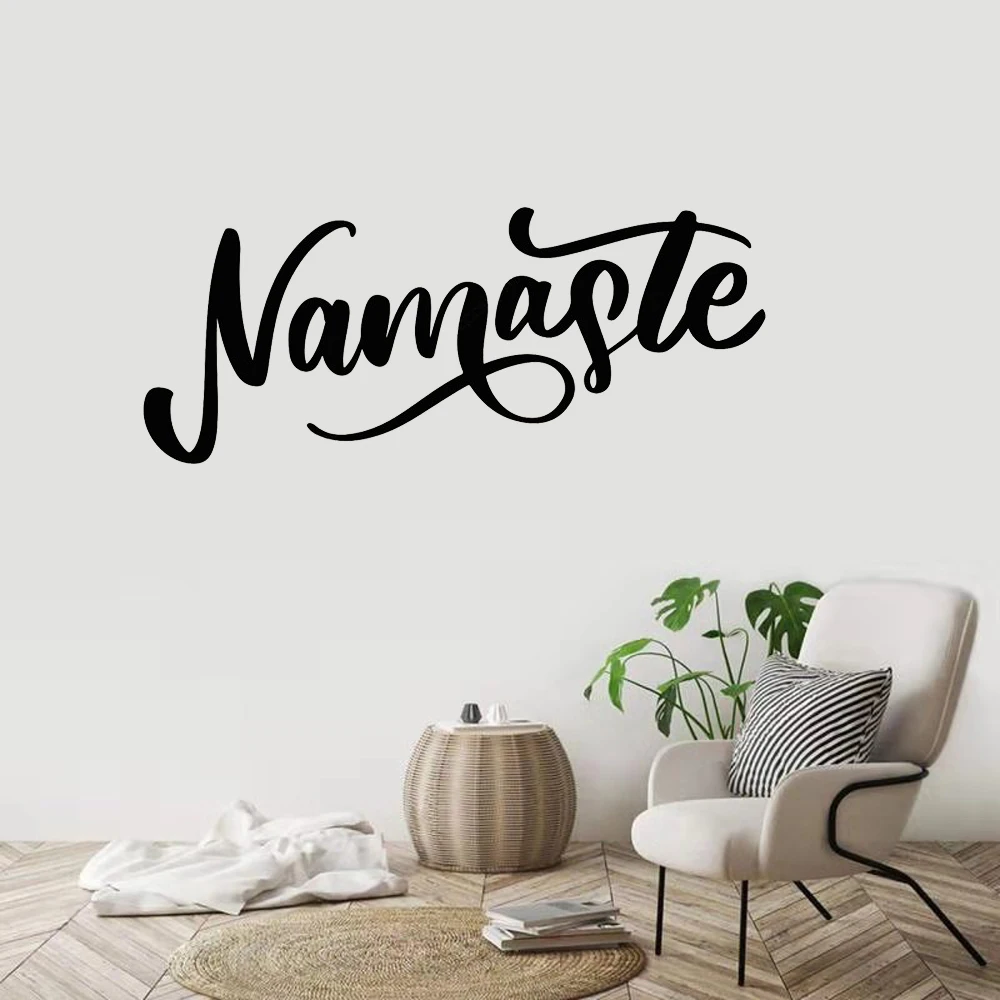 Наклейка на стену с надписью Namaste виниловый стикер лотосом для йоги Будда Ганеша
