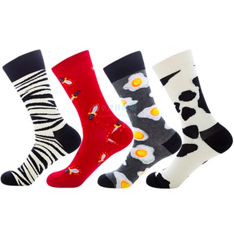 Swords, black and white cows, black and white stripes, black pepper eggs, cotton stockings for men and women ZQ063 black and white