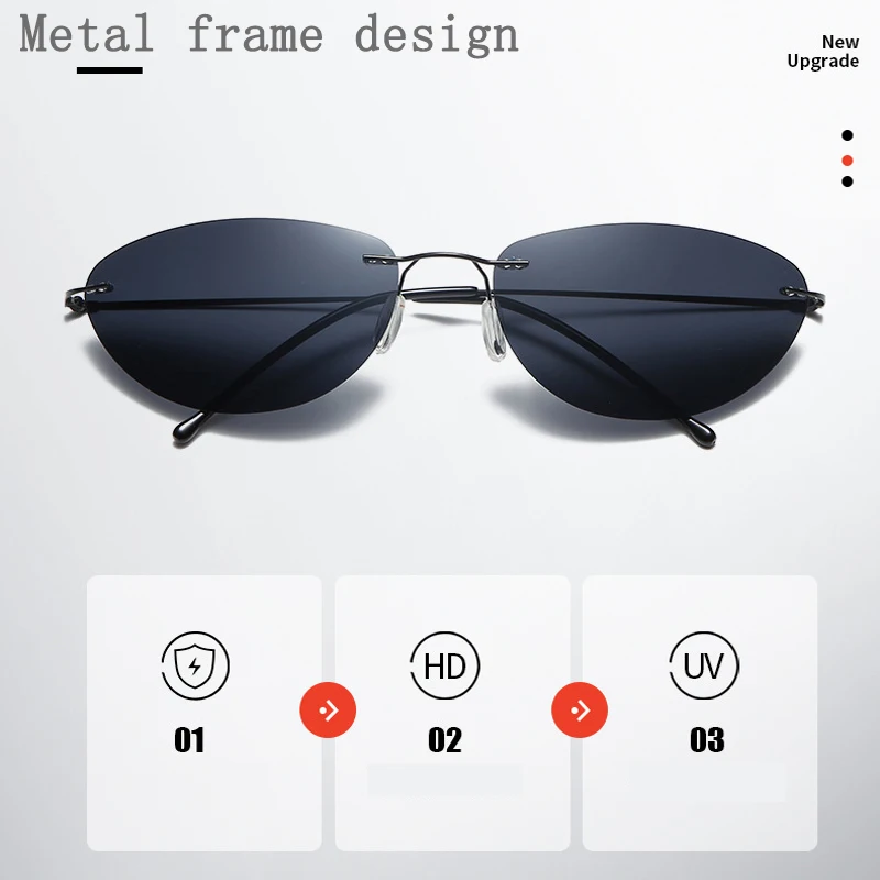 Очки солнцезащитные мужские без оправы ультралегкие Поляризационные солнечные