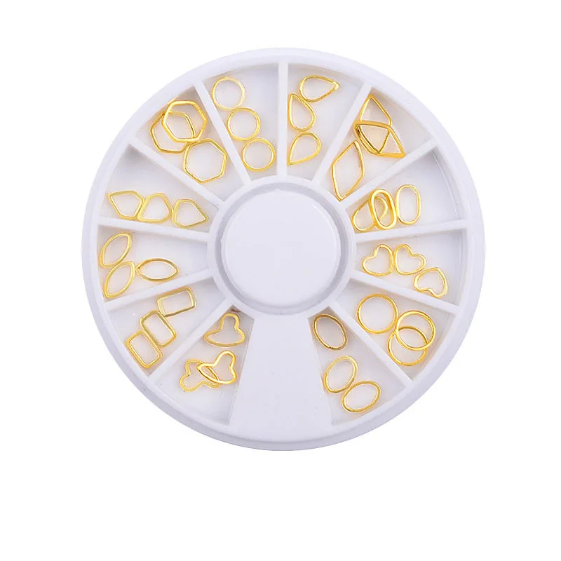 Gold Silver Gold Nail Rivets With Hollow Circles Decorated Steel Ball Round Accessories Manicure Nail Art for DIY