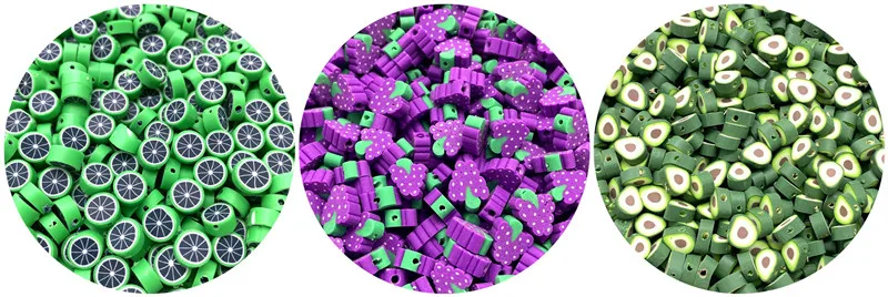 

30pcs/lot 10mm Fruit Beads Polymer Clay Beads Mixed Color Polymer Clay Spacer Beads For Jewelry Making DIY Bracelet necklace