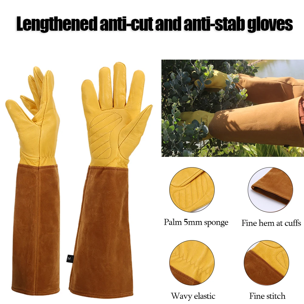 

Gardening Gloves Thorn Proof Rose Pruning Leather Gloves With Long Forearm Protection Gauntlet For Women Men Gardener