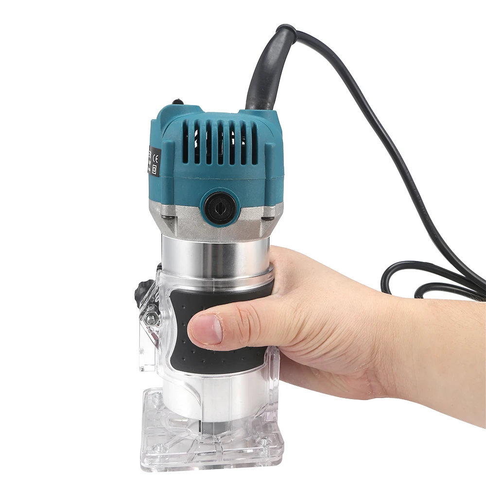 

800W Electric Trimmer Hand Trimmer Router Laminate Edge Trimmer 1/4" Wood Router Woodworking Milling Engraving Slotting Machine