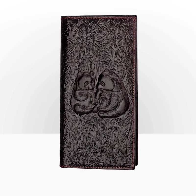 Кошелек мужской из натуральной кожи модный длинный бумажник с объемным