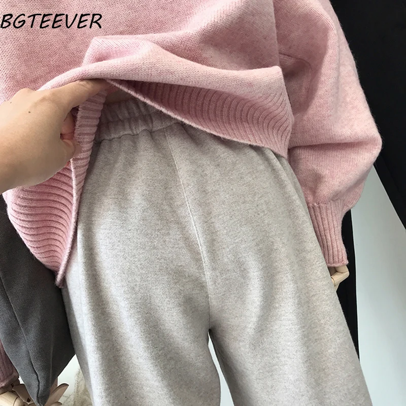 Winter Thicken Women Pencil Pants Plus Size Wool Pants Female Autumn High Waist Loose Trousers Capris Good Fabric