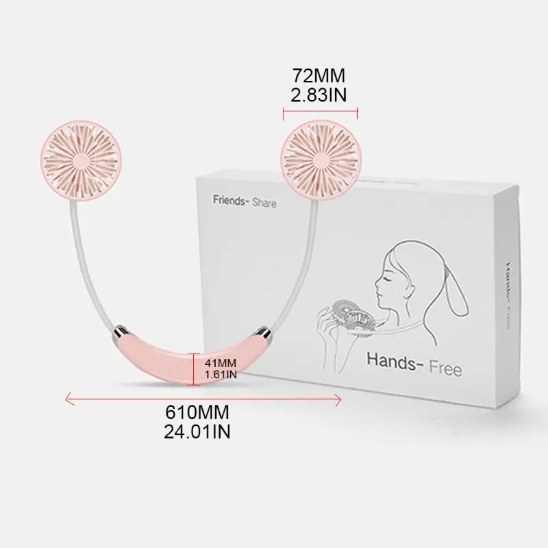 

Free shipping Detachable Portable Hanging Neck Fan USB Charging Handheld Fan 2 Gear Air Cooler