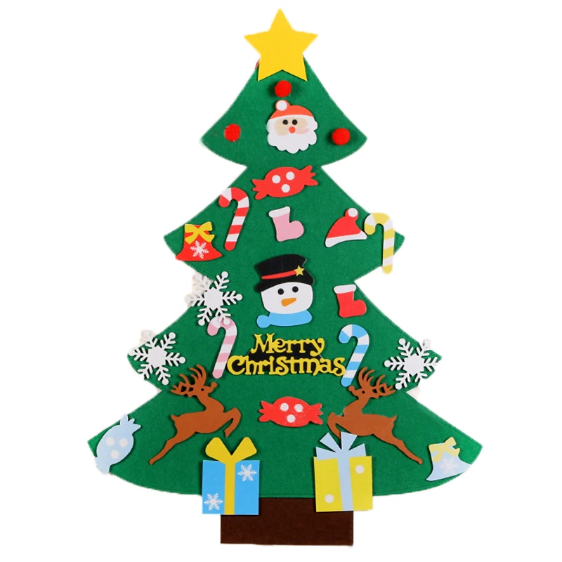 

DIY Felt Christmas Tree Set with Ornaments for Kids Xmas Gifts New Year Door Wall Hanging Decorations