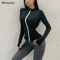 wmuncc sports fitness clothes womens coat tight quick drying long sleeve gym running yoga top elastic slim