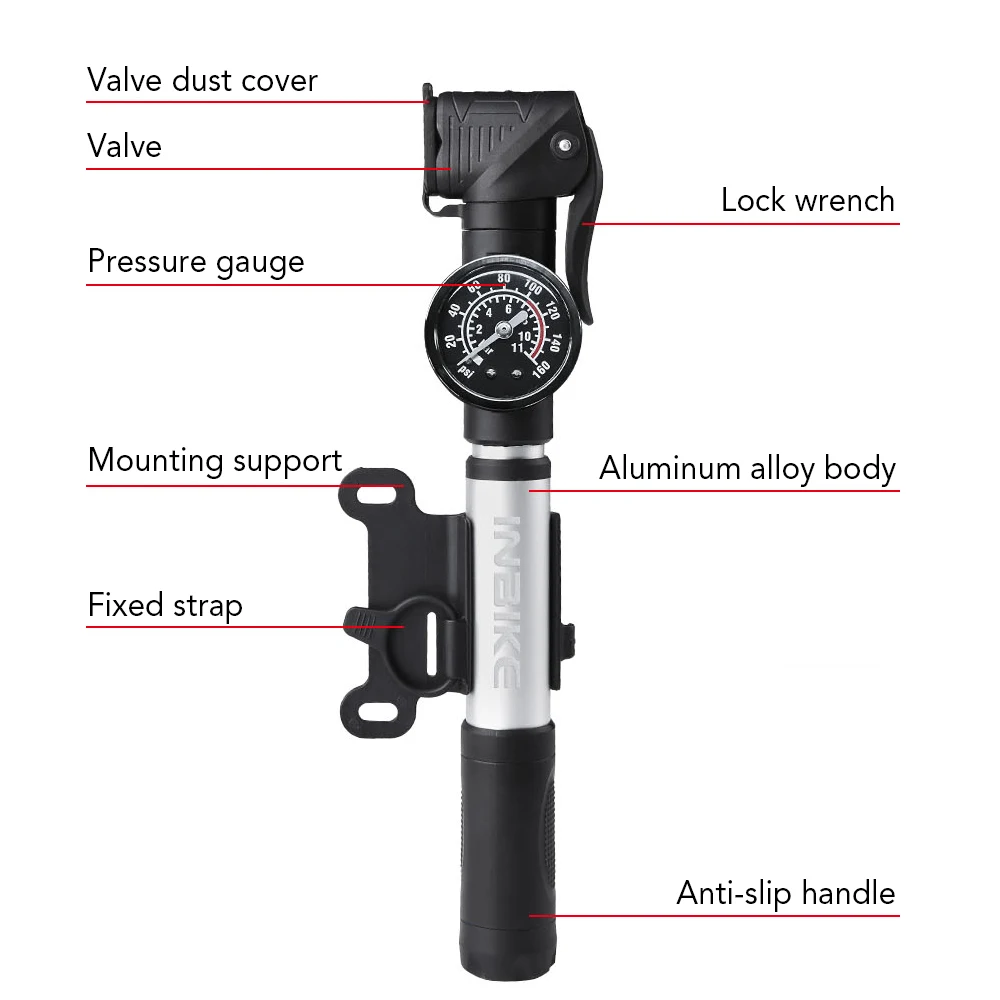 Мини велосипедный насос портативный велосипед рама шин с манометром подходит