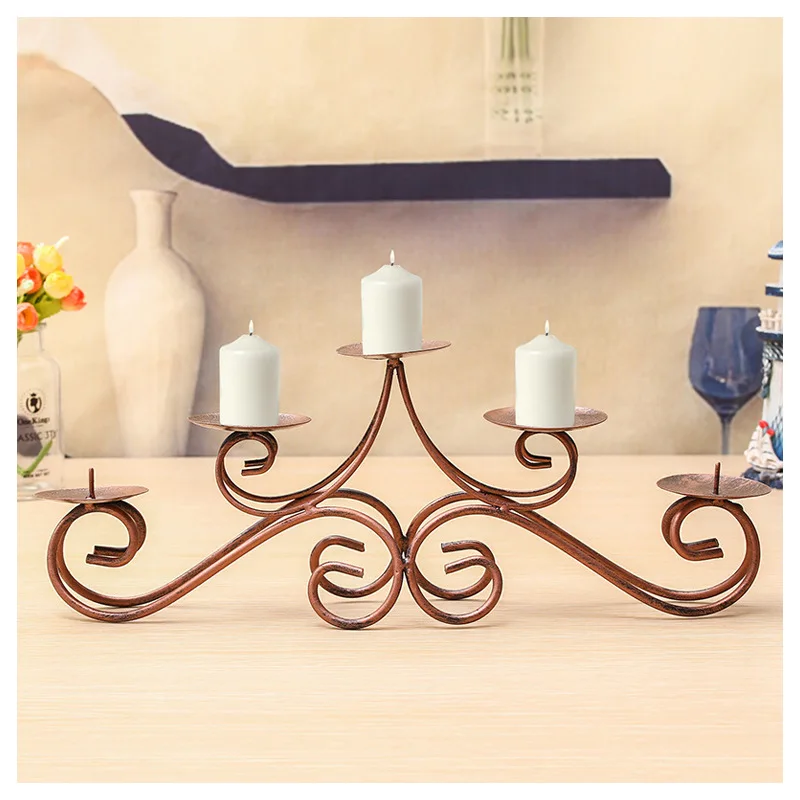 European Style Home Decor Candlesticks Brass Living Room Decoration Accessories Wedding Centerpieces for Tables Tea Light Holder