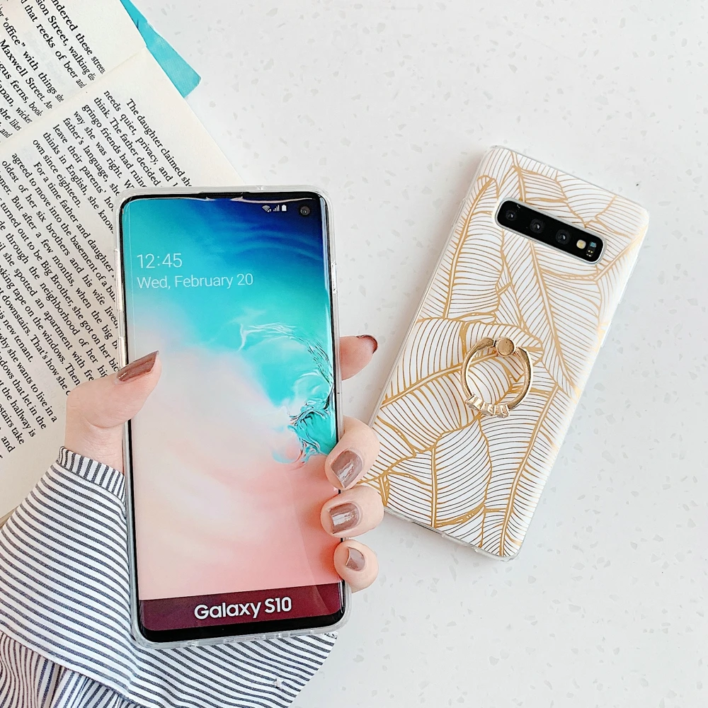 Модный Роскошный чехол из мягкого ТПУ с золотым тиснением под мрамор для Samsung P30 Pro