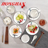 ceramic bowl set thickened anti scalding rice bowl noodle bowl dinner plate baking tray cheese plate steak plate kitchen