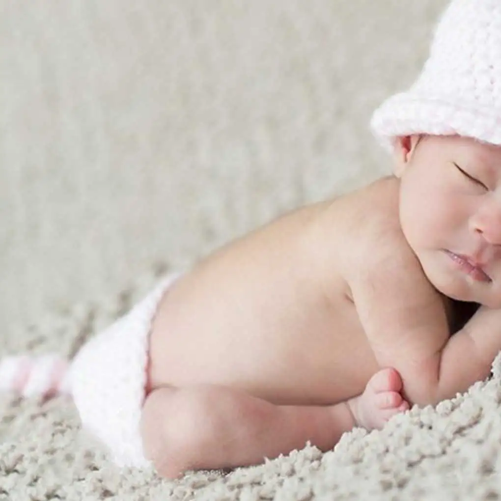 

High Quality Newborn Baby Photo Pros Cartoon Cute Knitted Hat Pant Toddler Solid Color Clothes Set For 0-6months