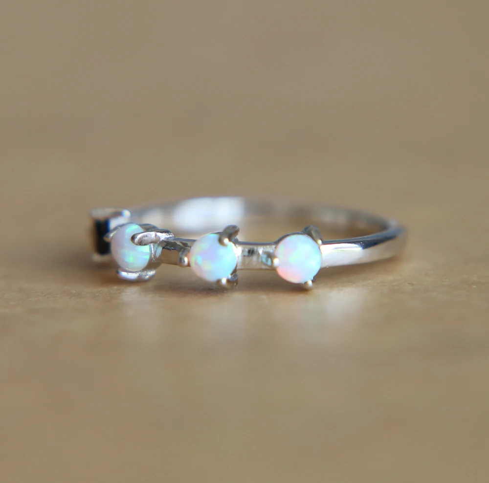 Новейшие Простые Ювелирные изделия с черным фианитом и белым опалом ювелирные из