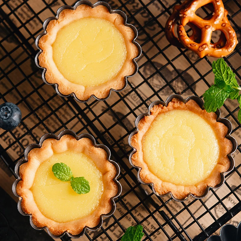 

6pcs Nonstick Egg Tart Mold Flower Shape Baking Tool Reusable Cupcake Fruit Tart Muffin Baking Cup Baking Pan