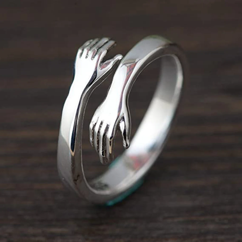 

Ring Metal Open Ring Adjustable Woman Hand Ring Alloy Gold Silver Hand Jewelry for Party Gift, Silver