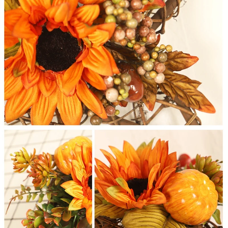 

1 Pc Creative Halloween Pentagram Falling Leaf Wreath Pumpkin Berry