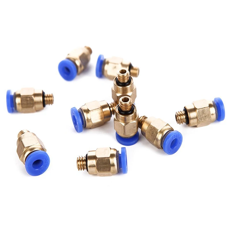 

10 Pcs PC4-M6 Pneumatic Air Straight Quick Fitting 4mm thread M6 One touch hose Connector