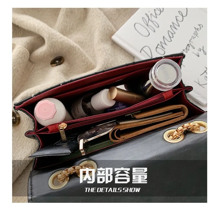 

2020 New Women Shoulder Bag Diamond Lattice Pu Leather Square Closure Buckle Chain Cross Body Handbag Luxury Style Strong Chain