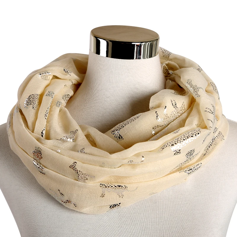 Женские леопардовые шарфы FOXMOTHER черно розовые в виде тигра золотистого цвета с