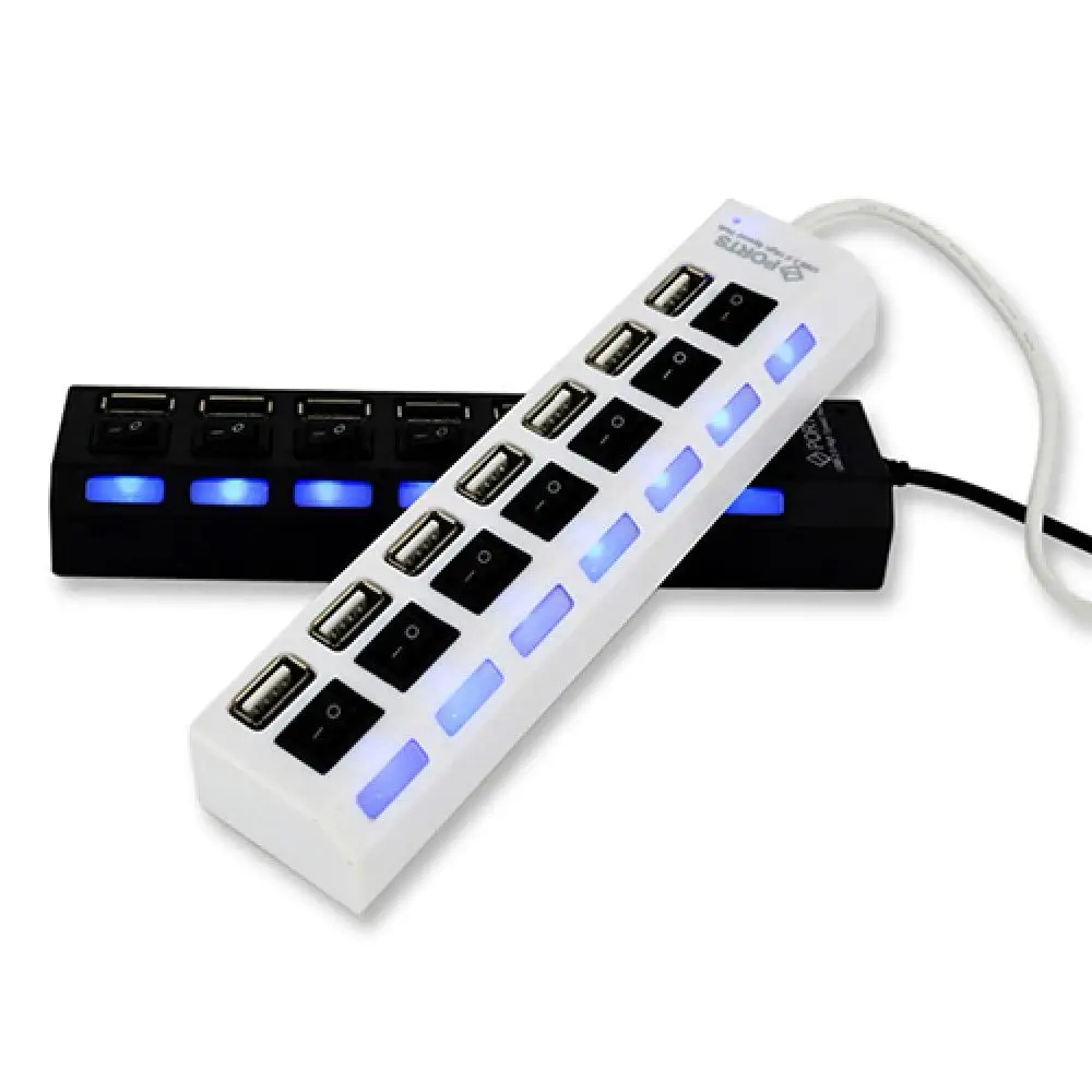 

Адаптер USB 2,0 с 7 портами, USB-хаб с выключателем ВКЛ./ВЫКЛ. Для Windows 7/Vista/XP MacOS X 10,2 Linux 9