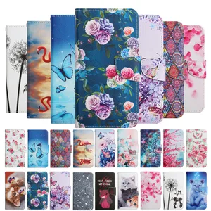 luxury painted cases for oppo reno 6 4f 5z find x3 realme 8 c21 c11 cover flip leather wallet card slots shockproof phone shell free global shipping